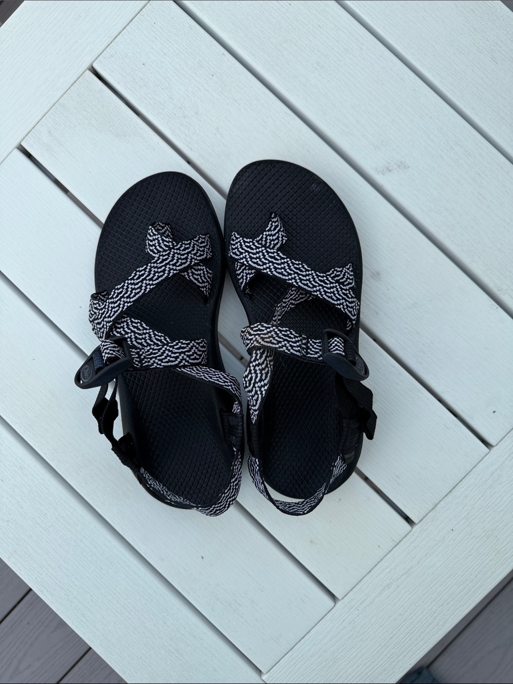 Chaco Black and White Strappy Outdoor Sandals
